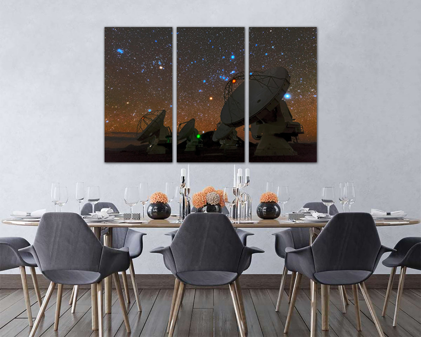Telescope space canvas Mechanism decor Astronomy planets prints Star sky Radio astronomy