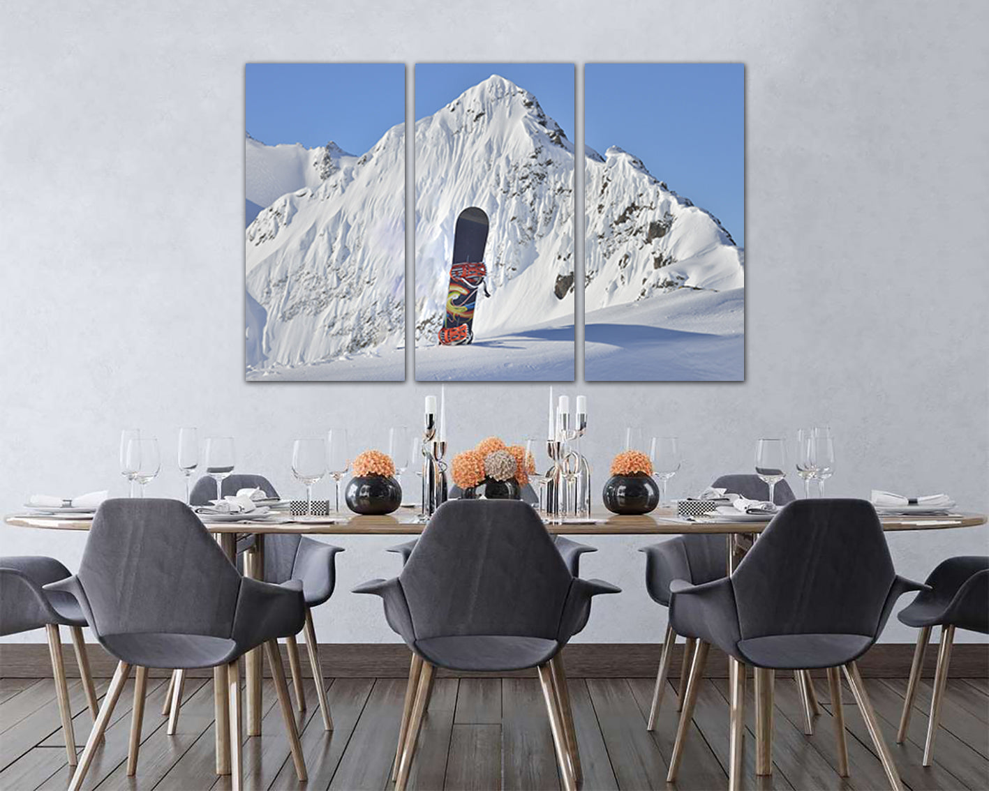 Snowboard print Wall art canvas Sports décor Snowboarding art Snow mountains