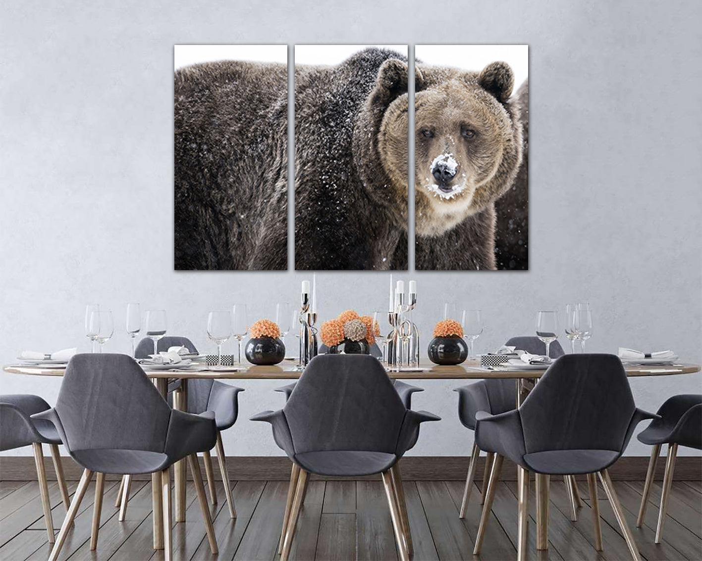 Brown Bear canvas Animals Forest wall art Grizzly print Wildlife decor Ready to hang Contemporary artwork