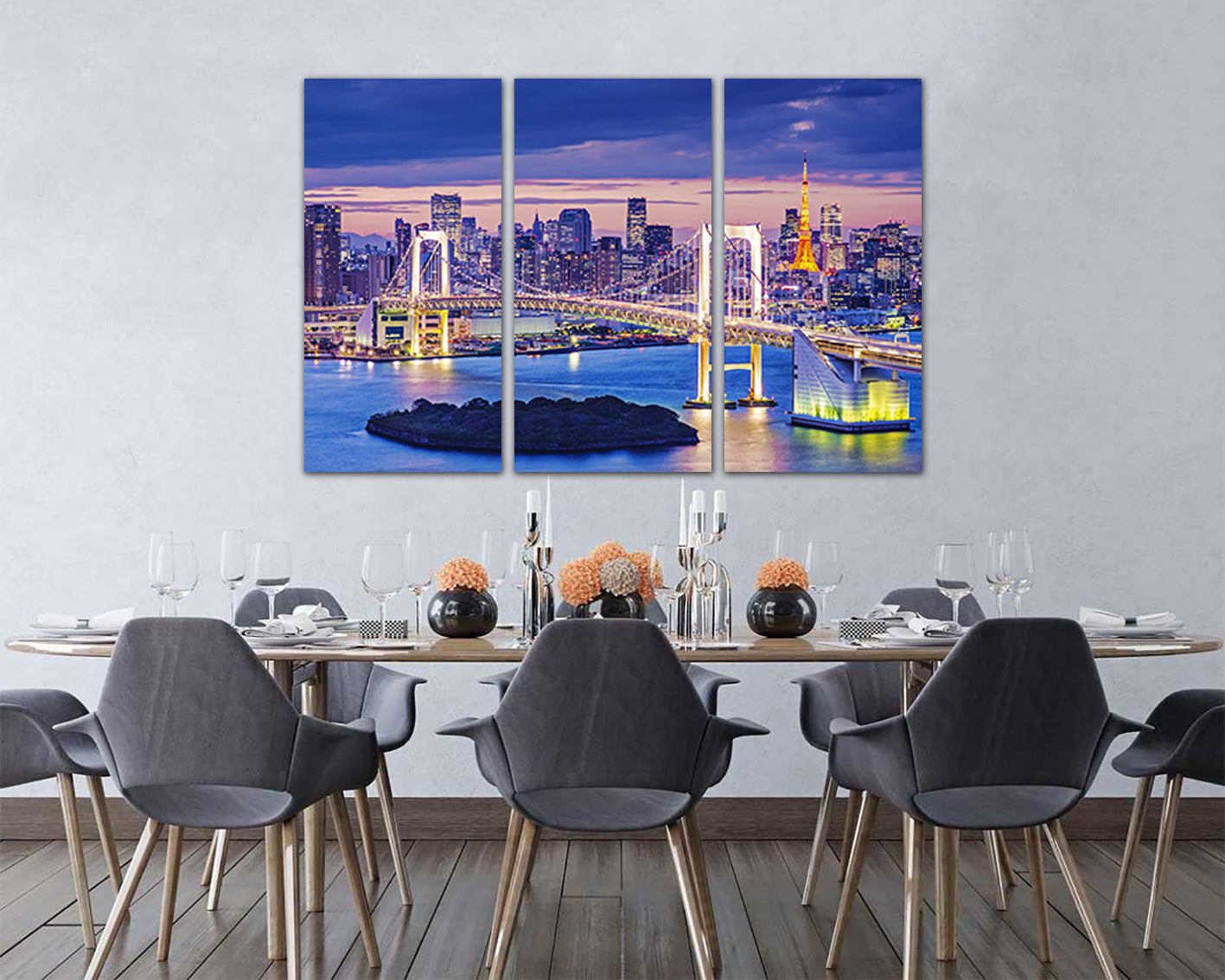 Tokyo canvas Rainbow bridge City wall art Japan gift Travel photo
