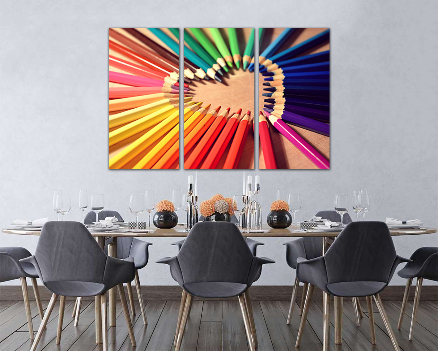 Pencil heart print on canvas Color wall art Rainbow artwork Romantic decor Wooden artwork