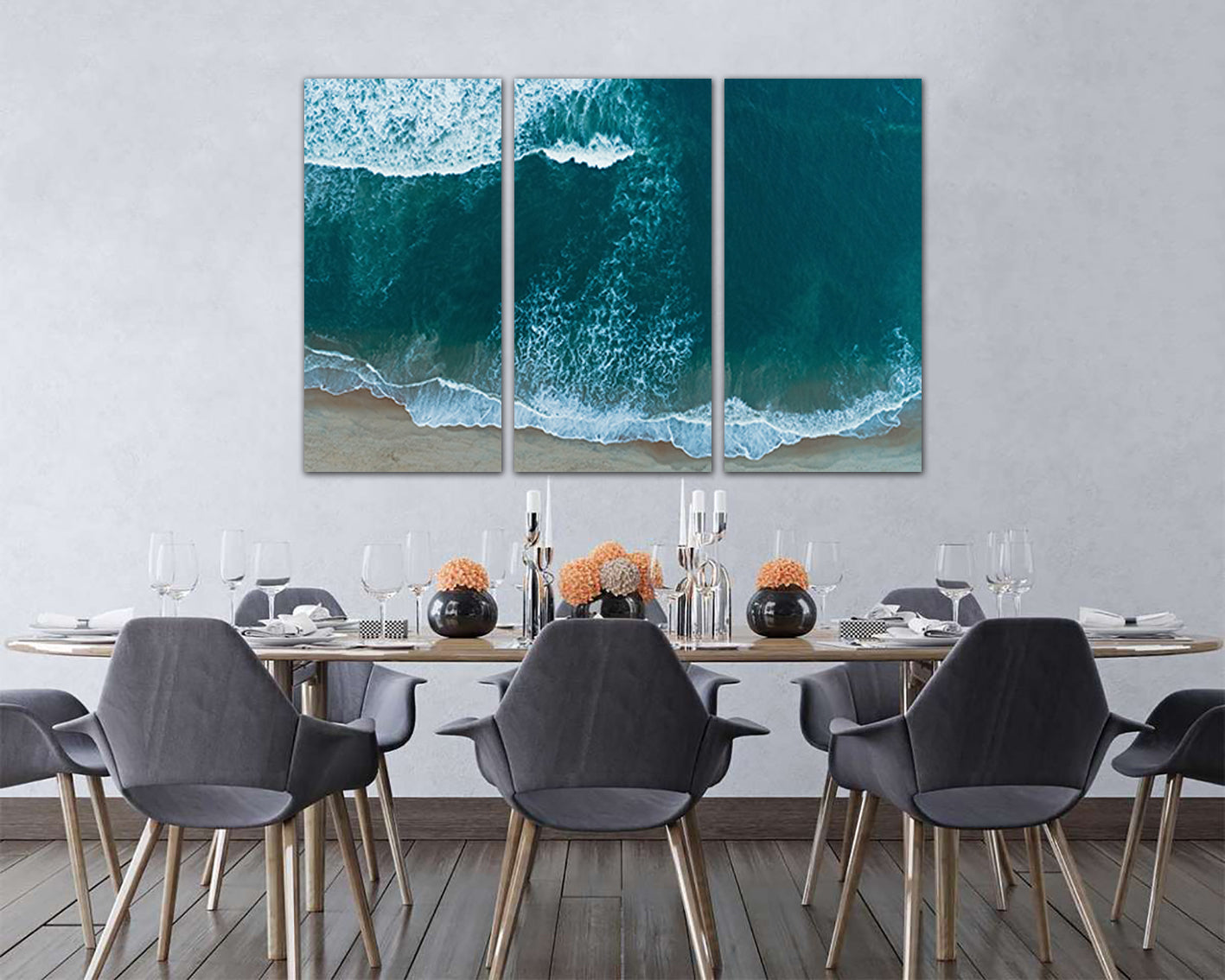 Ocean waves canvas set Water coast Landscape art Beaches nature decor