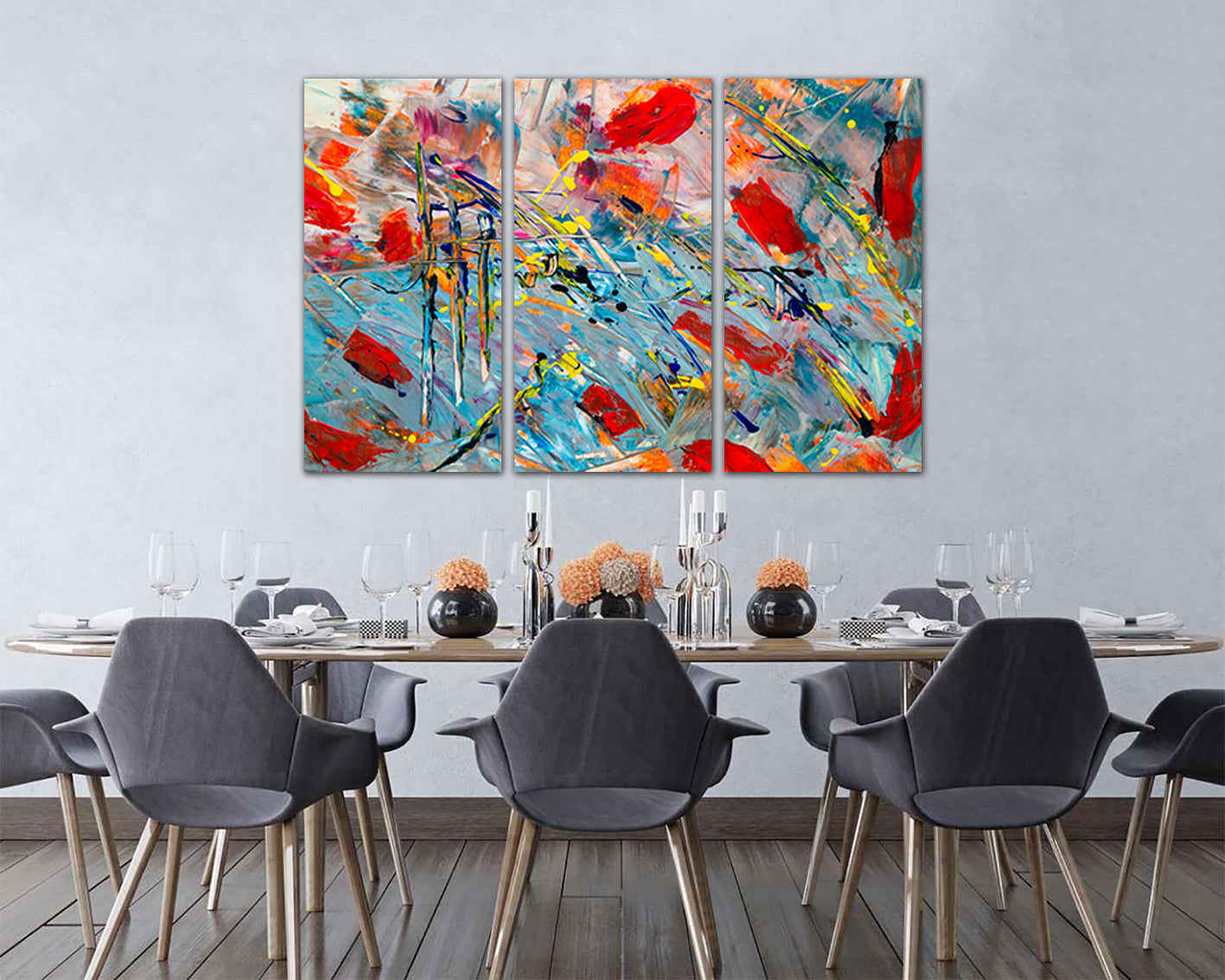 Abstraction canvas Wall art print Expressionism style Abstract painting Red decor Gift to artist