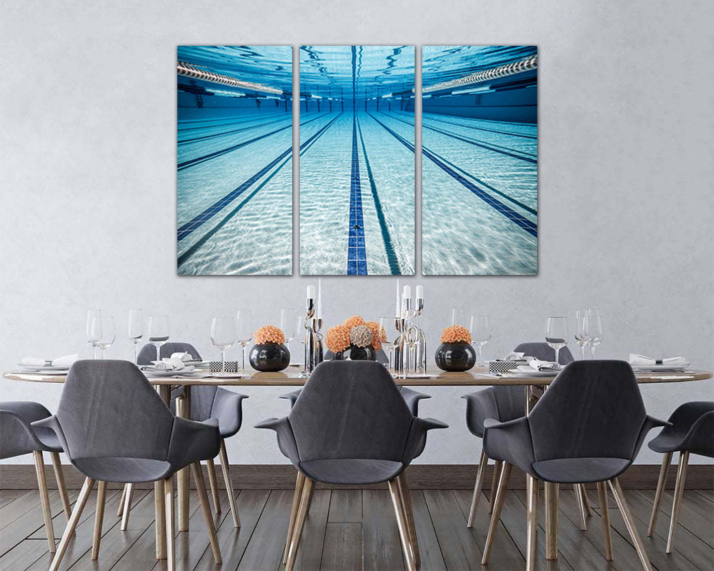 Large canvas set Pool print Sports decor Swimming photo Swimmer art Gift to swimmer