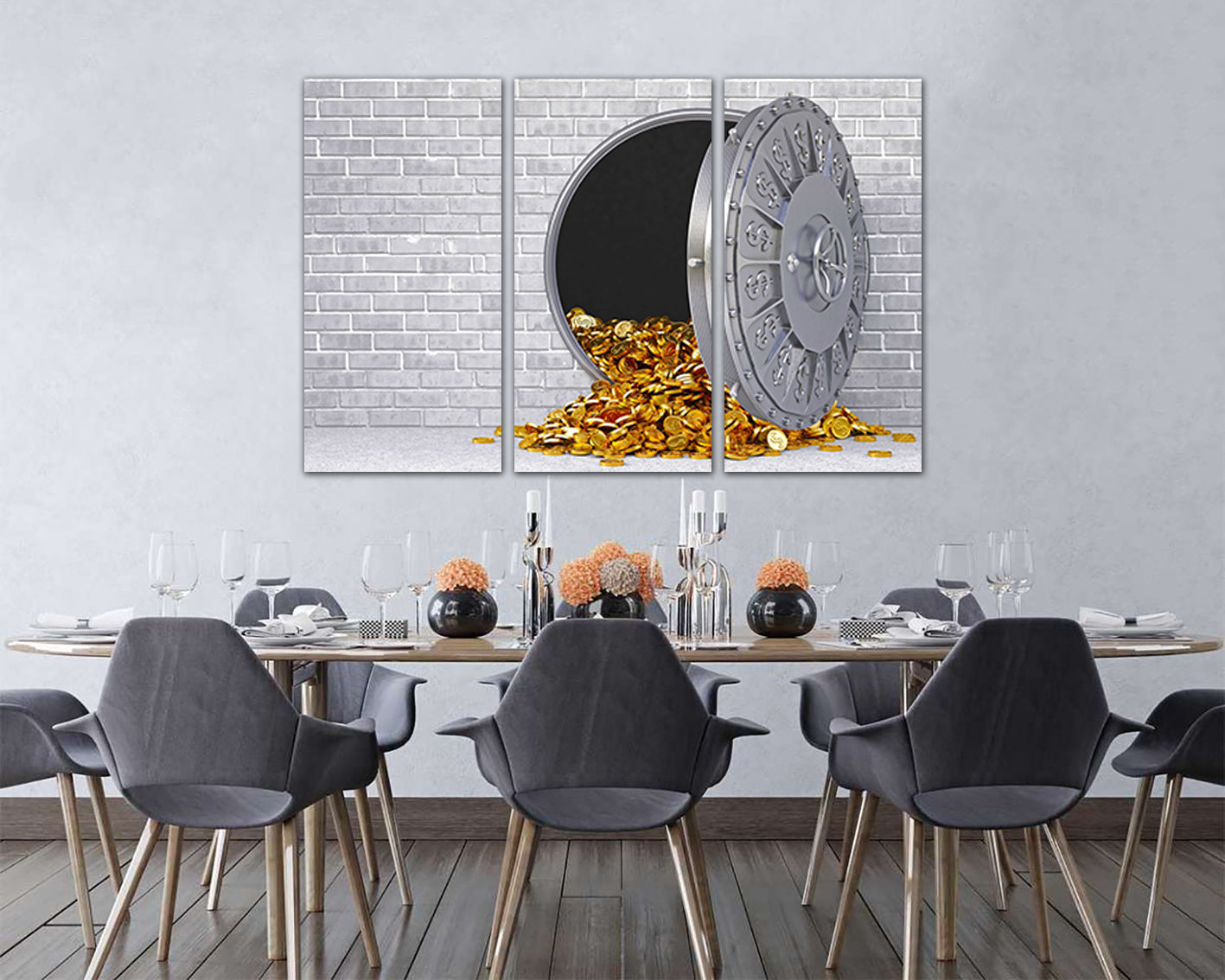 Bank vault Print on canvas Money safe deposit Cash décor Finance wall art Banker gift