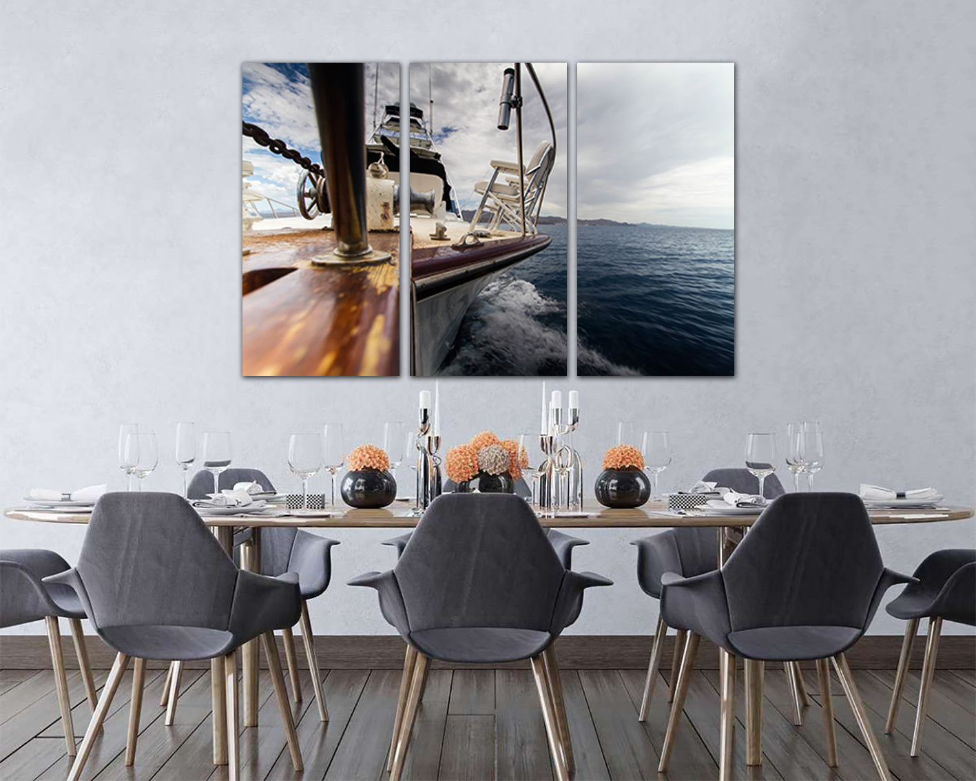 Print on canvas Yacht wall art Mechanism decor Ship print Travel gift Wave sea