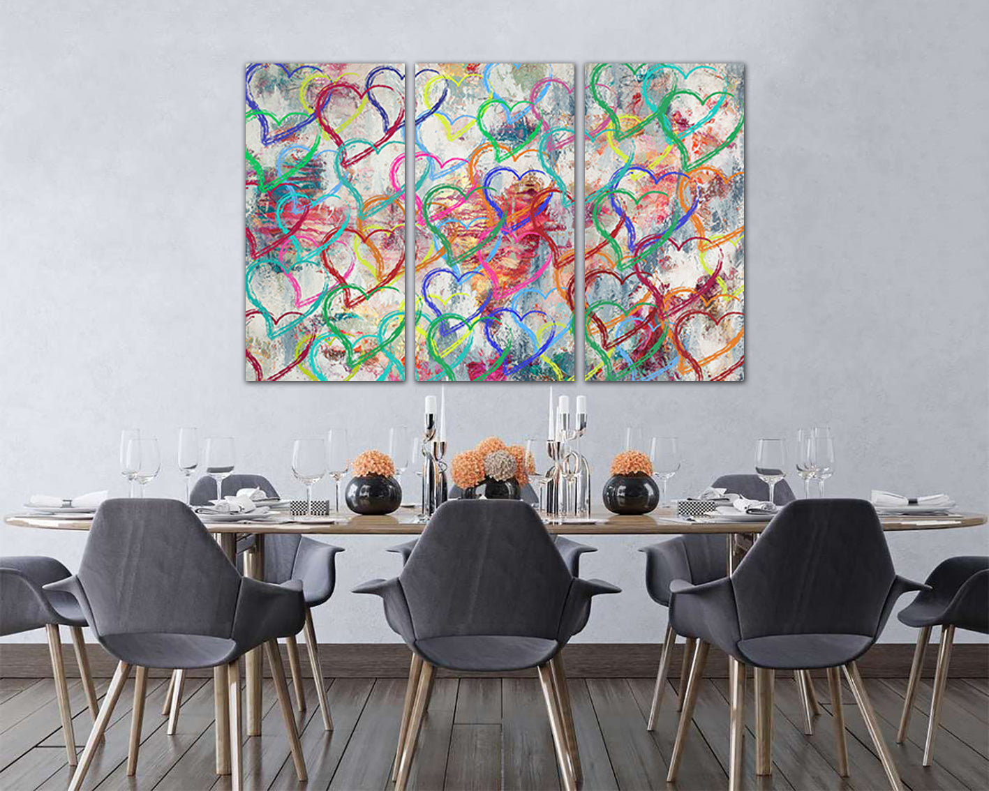 Heart canvas Graffiti print decor Love artwork Girl room art Gift for boyfriend