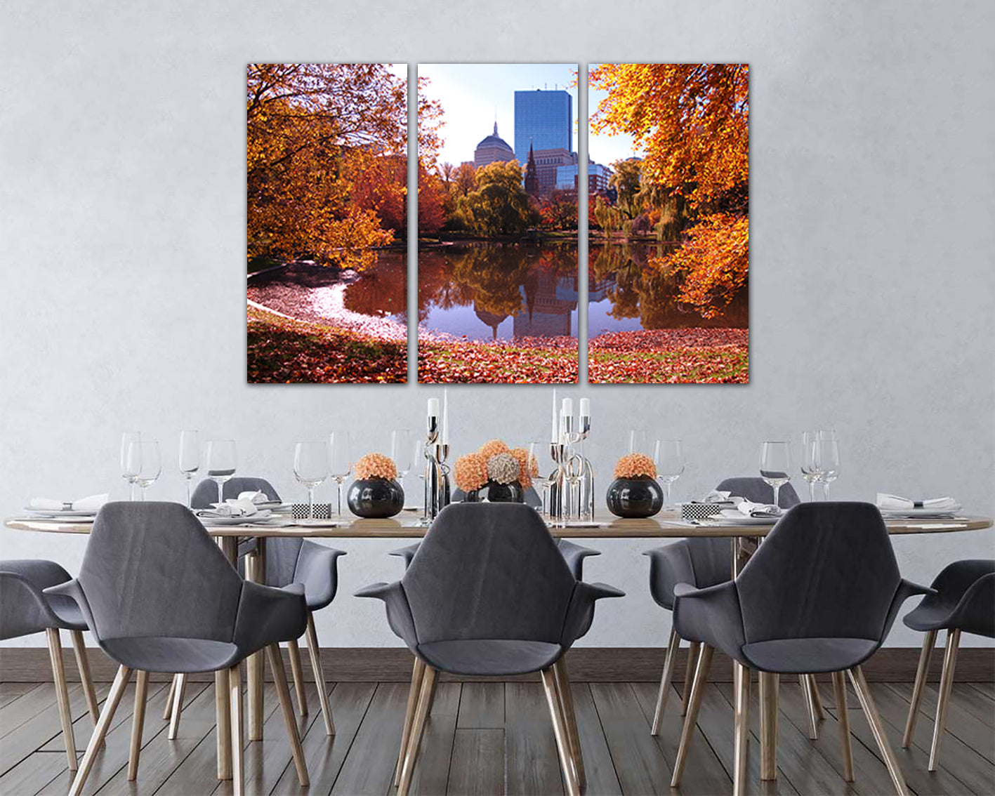 Autumn in city Boston Common Central public park canvas Massachusetts art travel decor