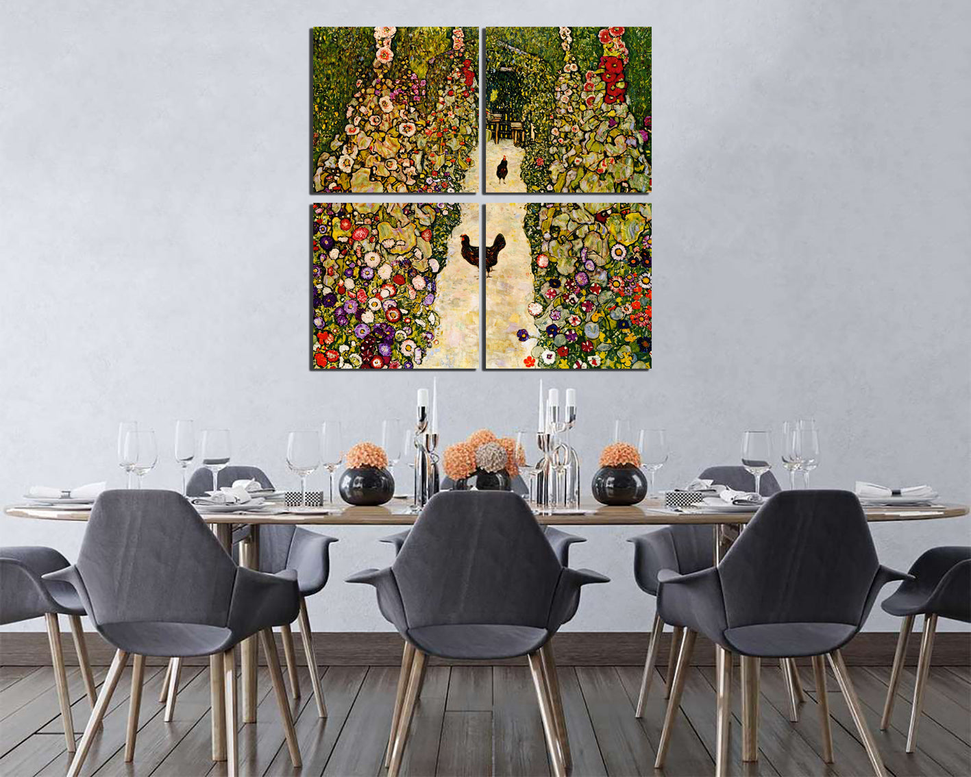 Garden path with chickens by Gustav Klimt print on canvas Reproduction art work
