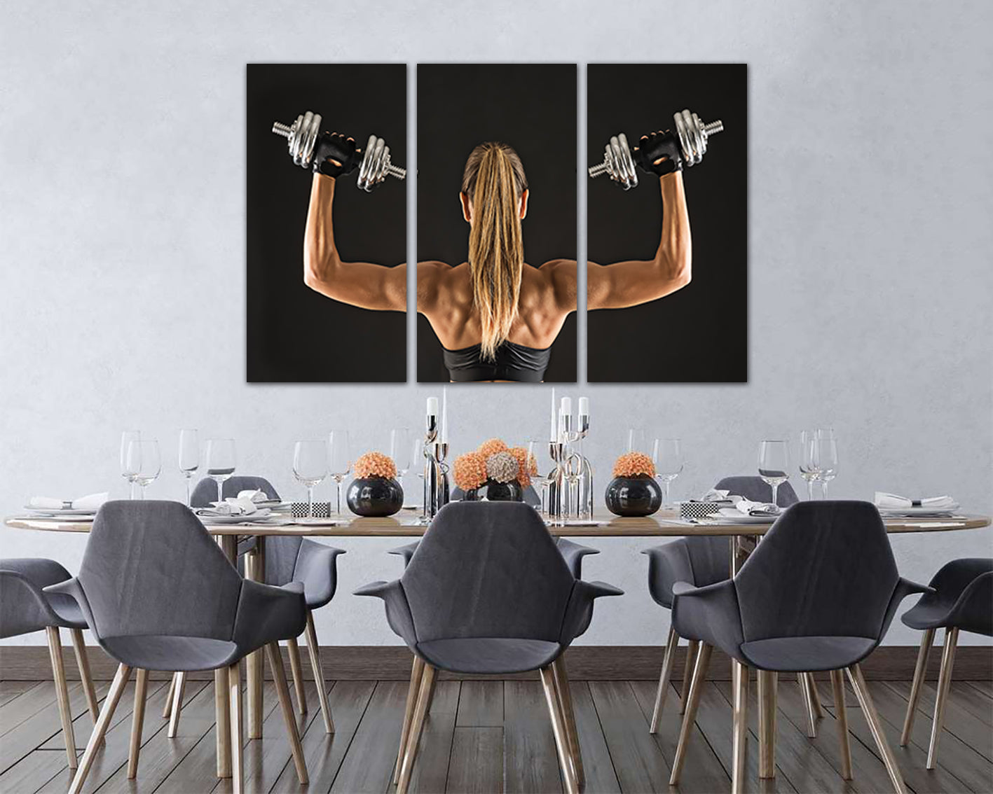 Dumbbell canvas panel Sports training art Gym photo Fitness workout gift