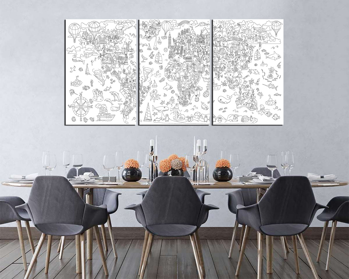 Baby world map canvas Play room decor gift Attraction map