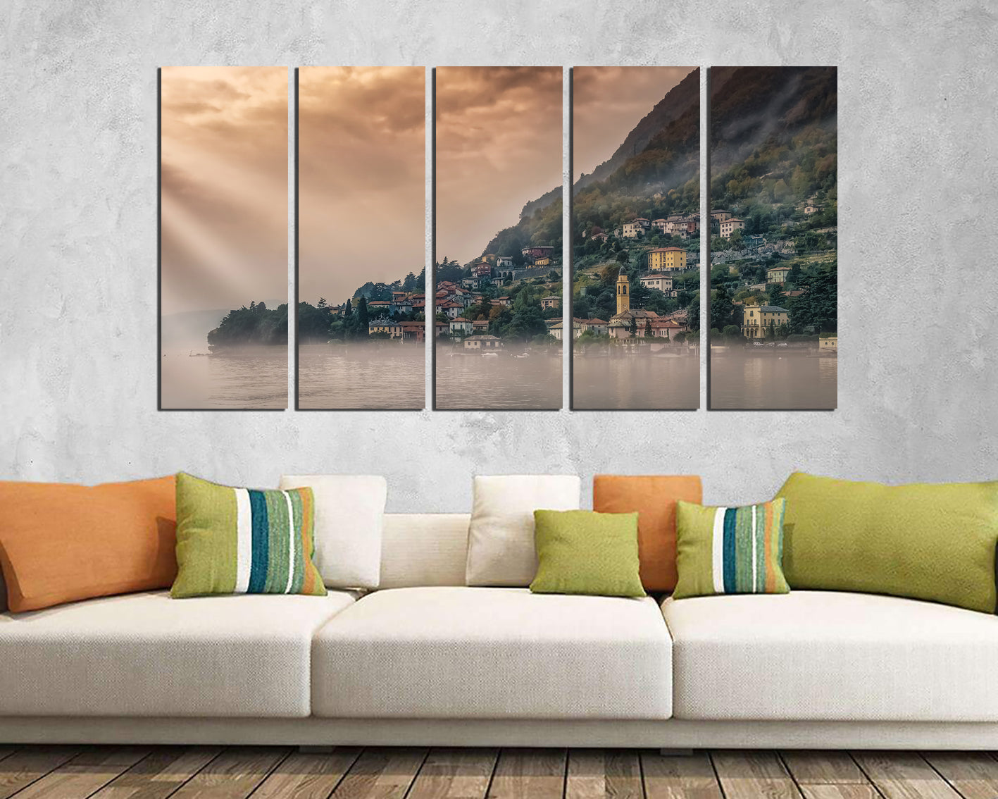 Lake Como wall art Italy canvas Mountain print Travel photo Tourism decor