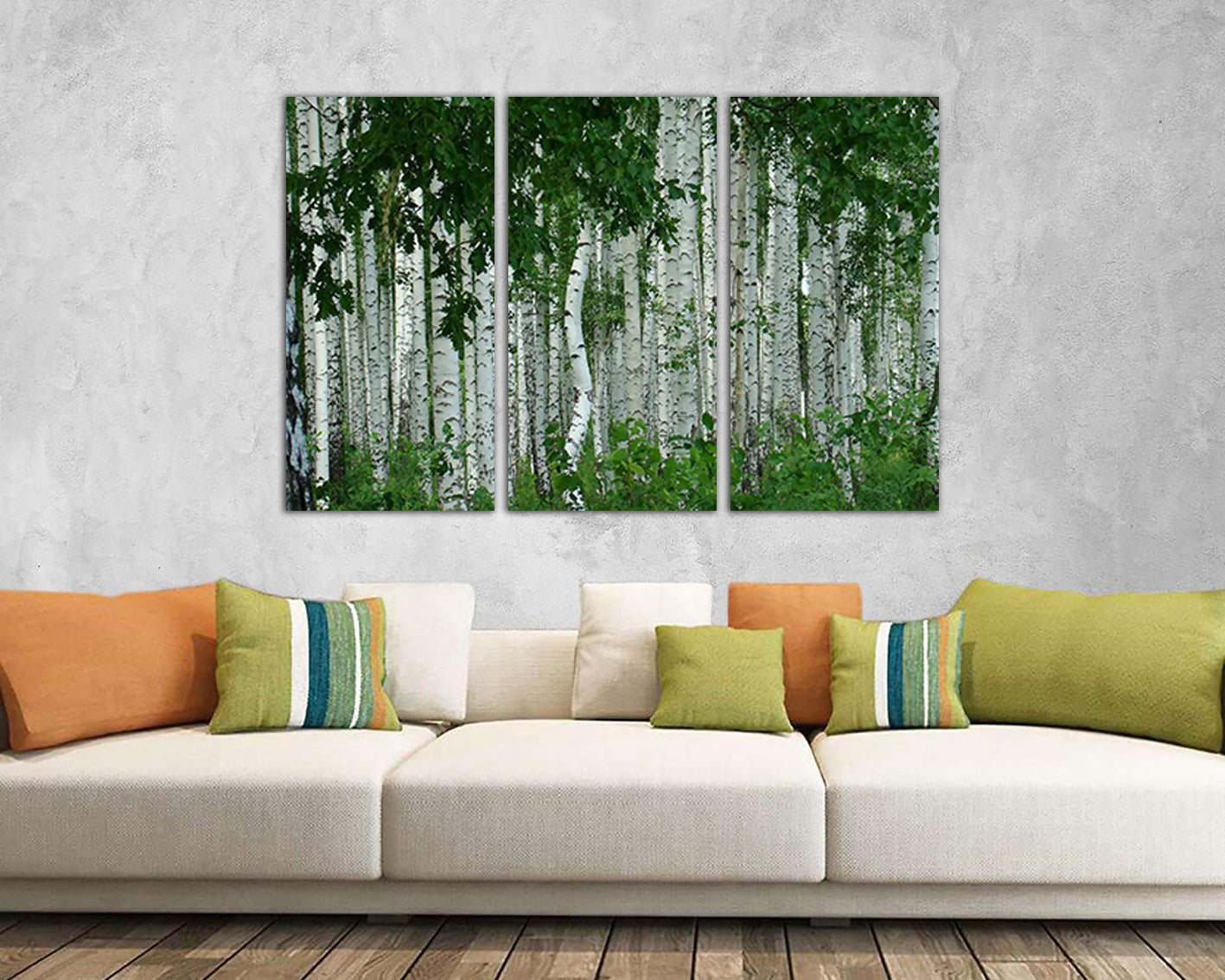 Birch forest art Green wall décor Nature Landscape artwork Ready to hang