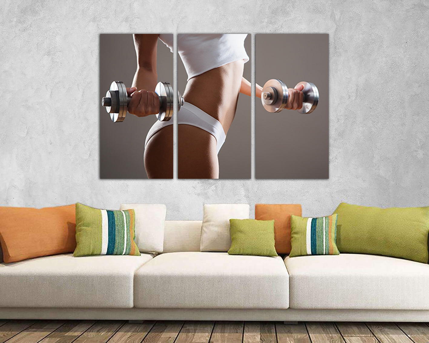 Fitness canvas panel Sports Dumbbell home art décor Gym print