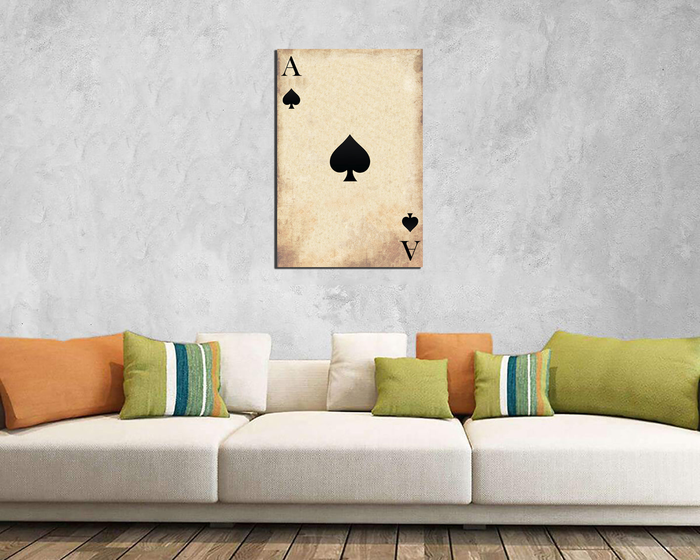 Playing card print on canvas King queen wall décor Casino art work Ace spades ready to hang