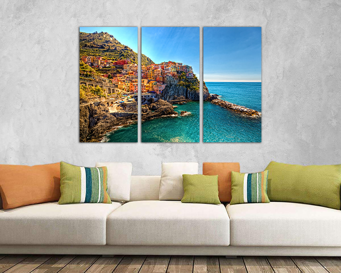 Coast Manarola canvas Italy wall art Cinque terre park Ocean travel print