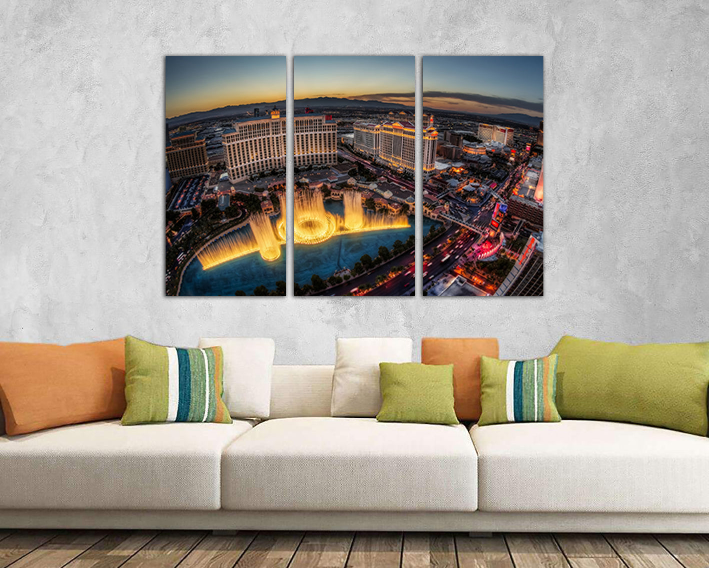 Las Vegas canvas Bellagio Fountain décor Skyscraper art Travel print