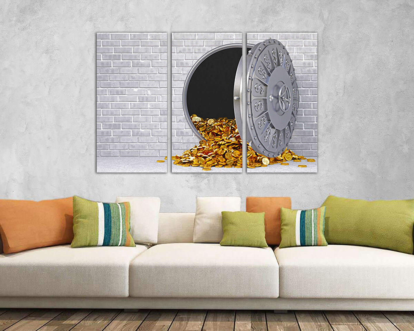 Bank vault Print on canvas Money safe deposit Cash décor Finance wall art Banker gift