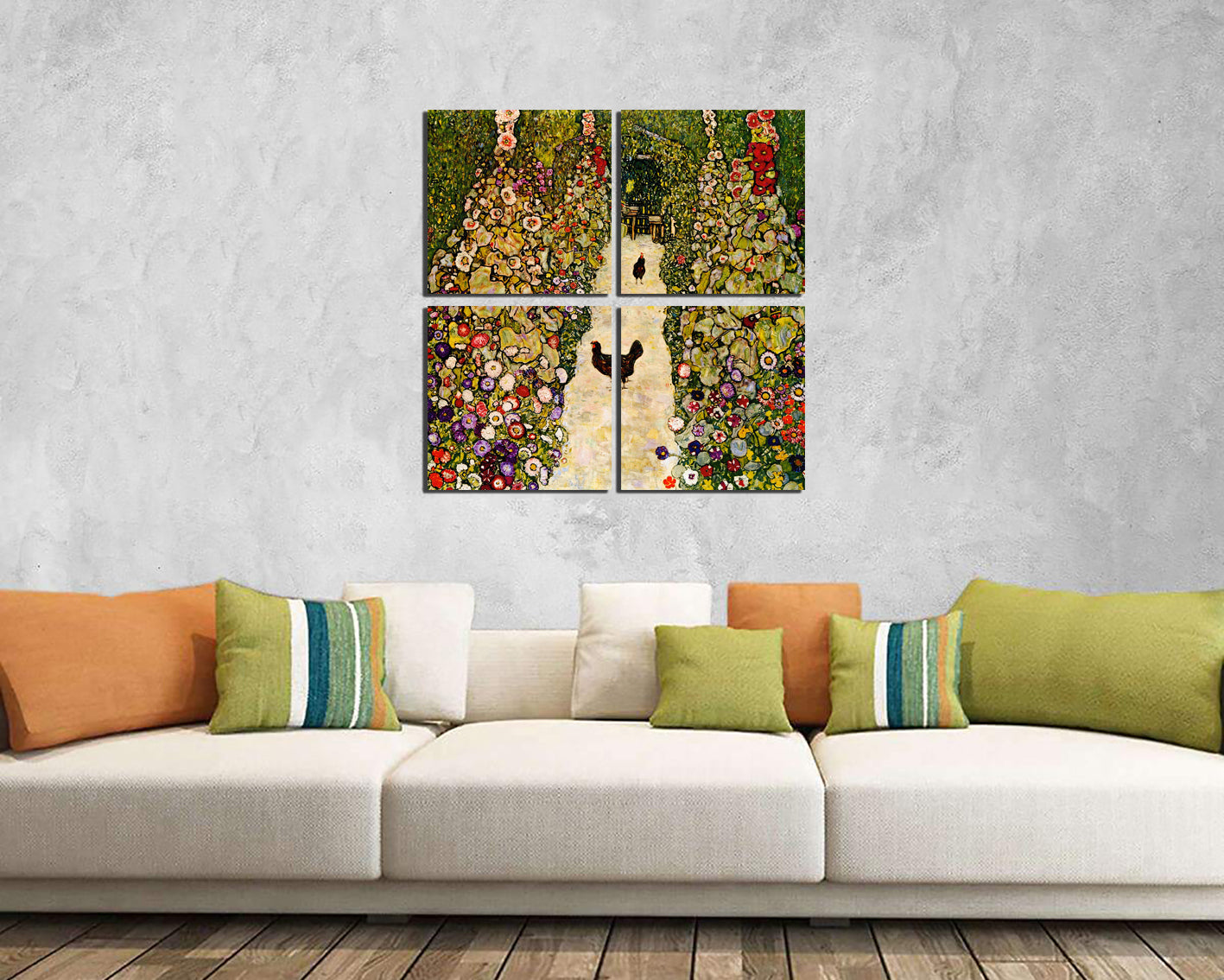 Garden path with chickens by Gustav Klimt print on canvas Reproduction art work