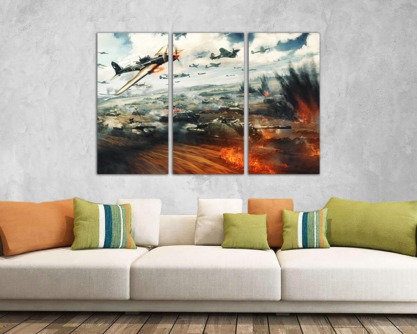 Battle print on canvas War plane Tank decor Nursery art Kids War aircraft