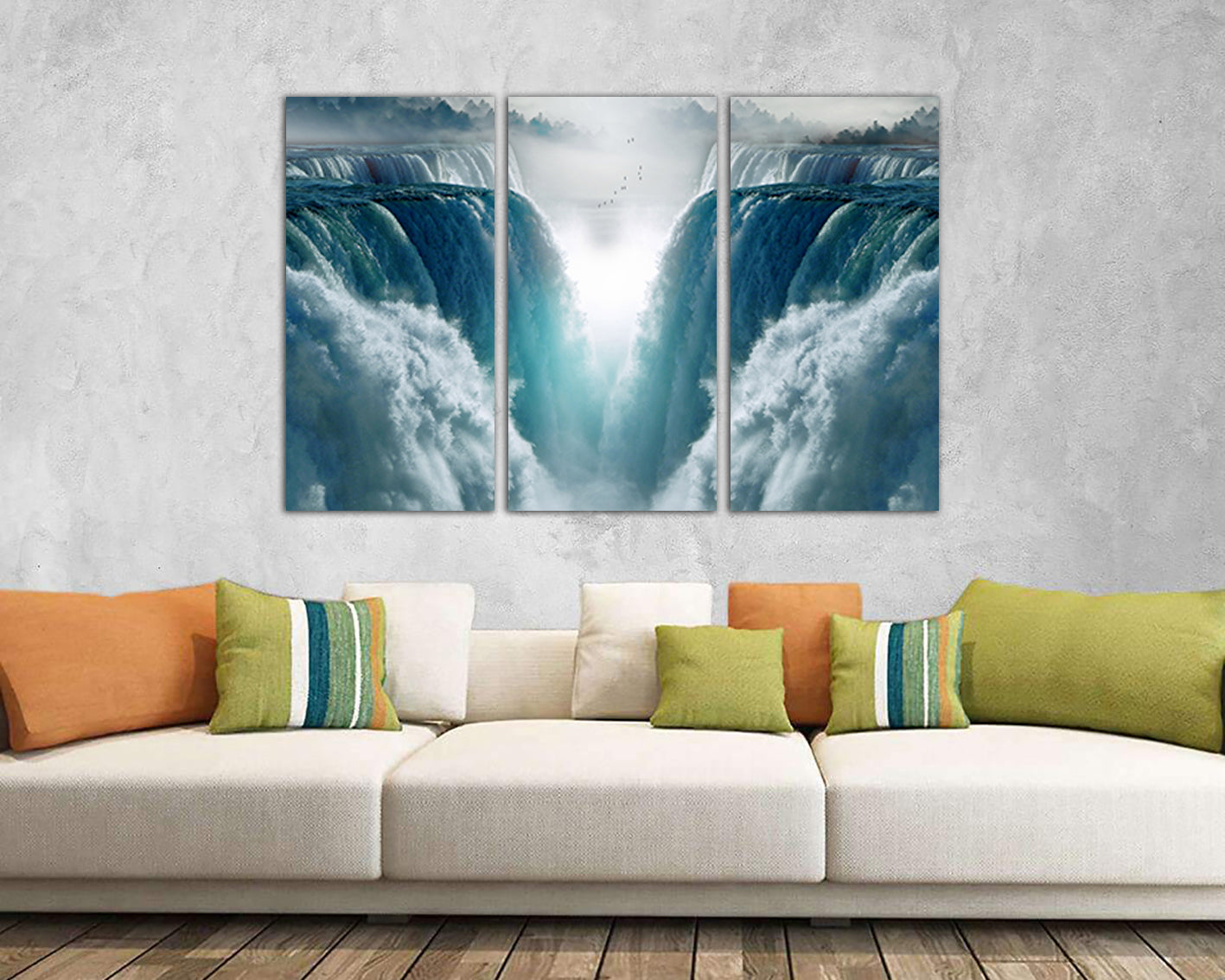 Waterfall canvas Fall Water wall decor Cascade print Aqua wall art Water poster Nature decor gift