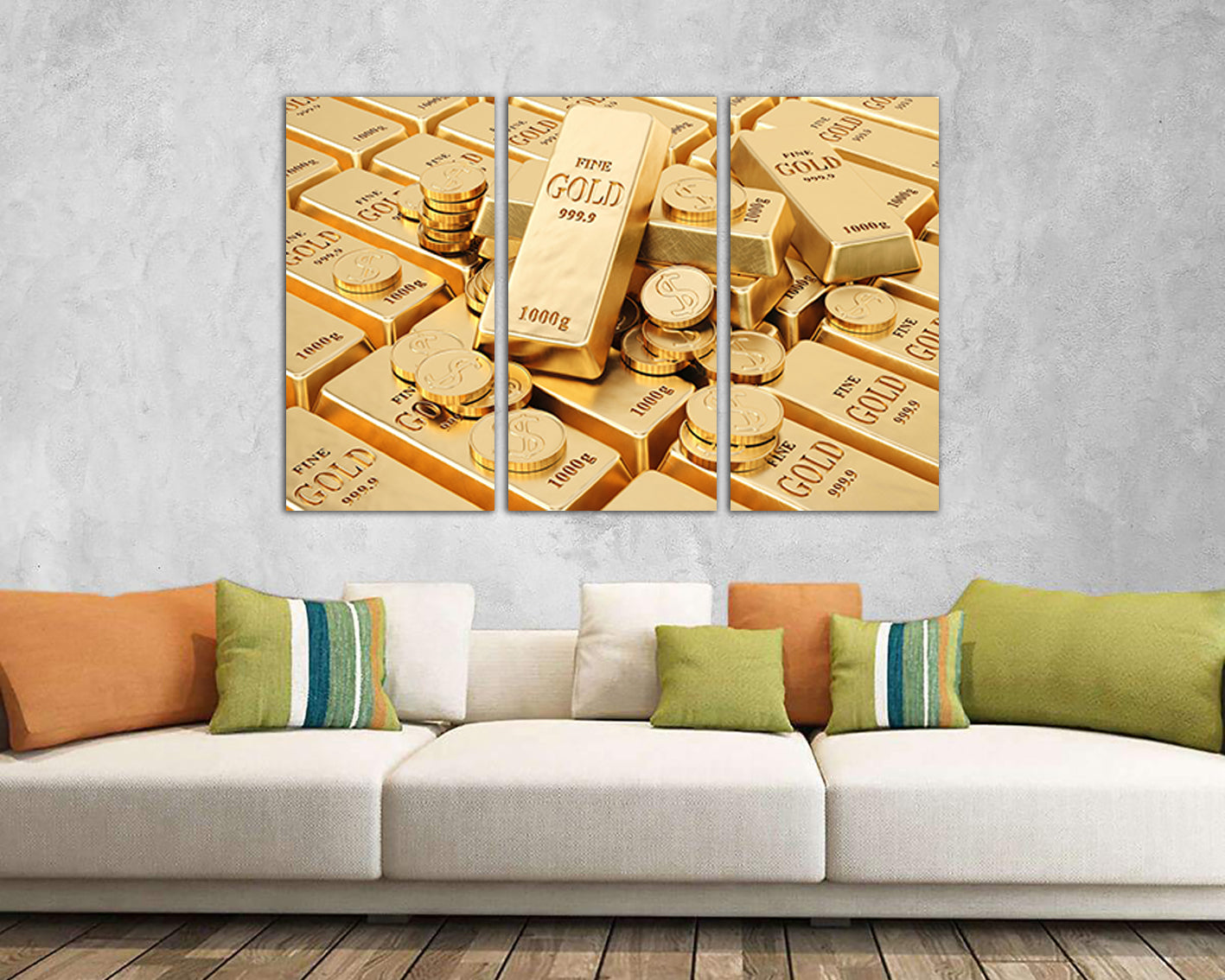 Gold ingot art print on canvas Bank Finance wall decor Metal gifts for her Bitcoin gift King of metals