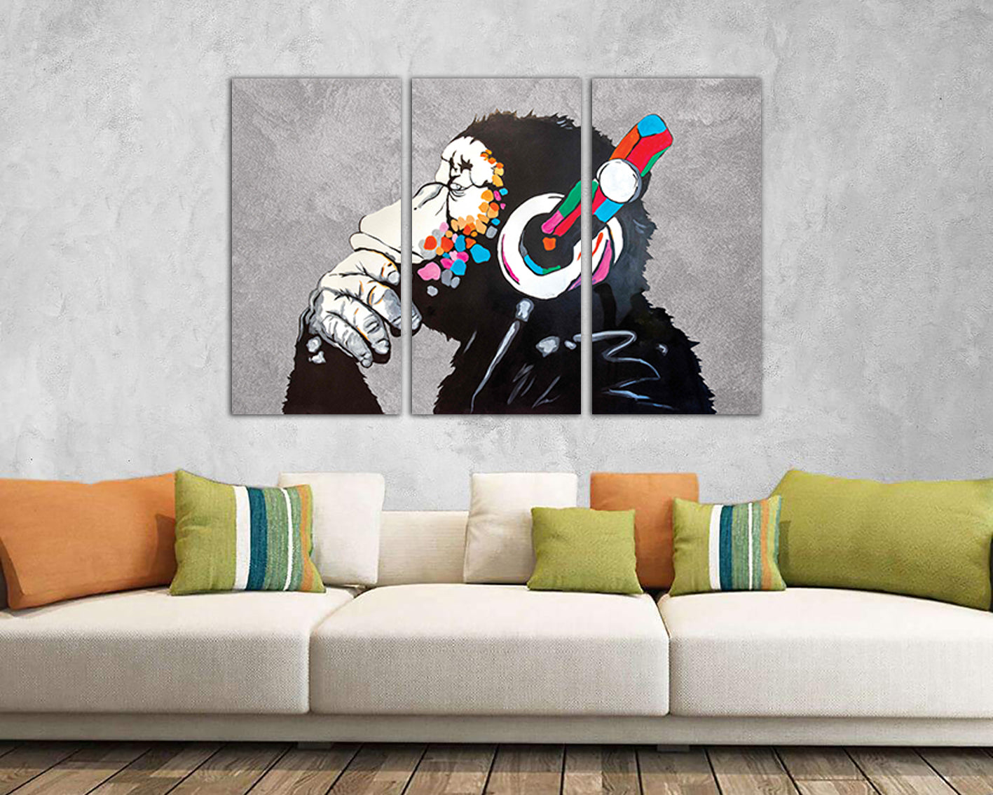 Dj Monkey canvas Music print art decor Graffiti artwork Ready to hang