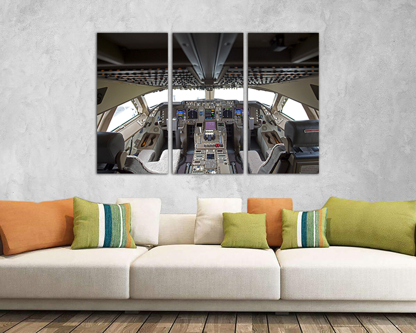 Сockpit Boeing 747 plane canvas Mechanism decor Aircraft print