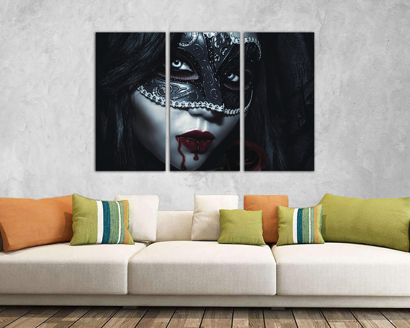 Vampire art works canvas Gothic decor Red lips print Magic mystic artwork