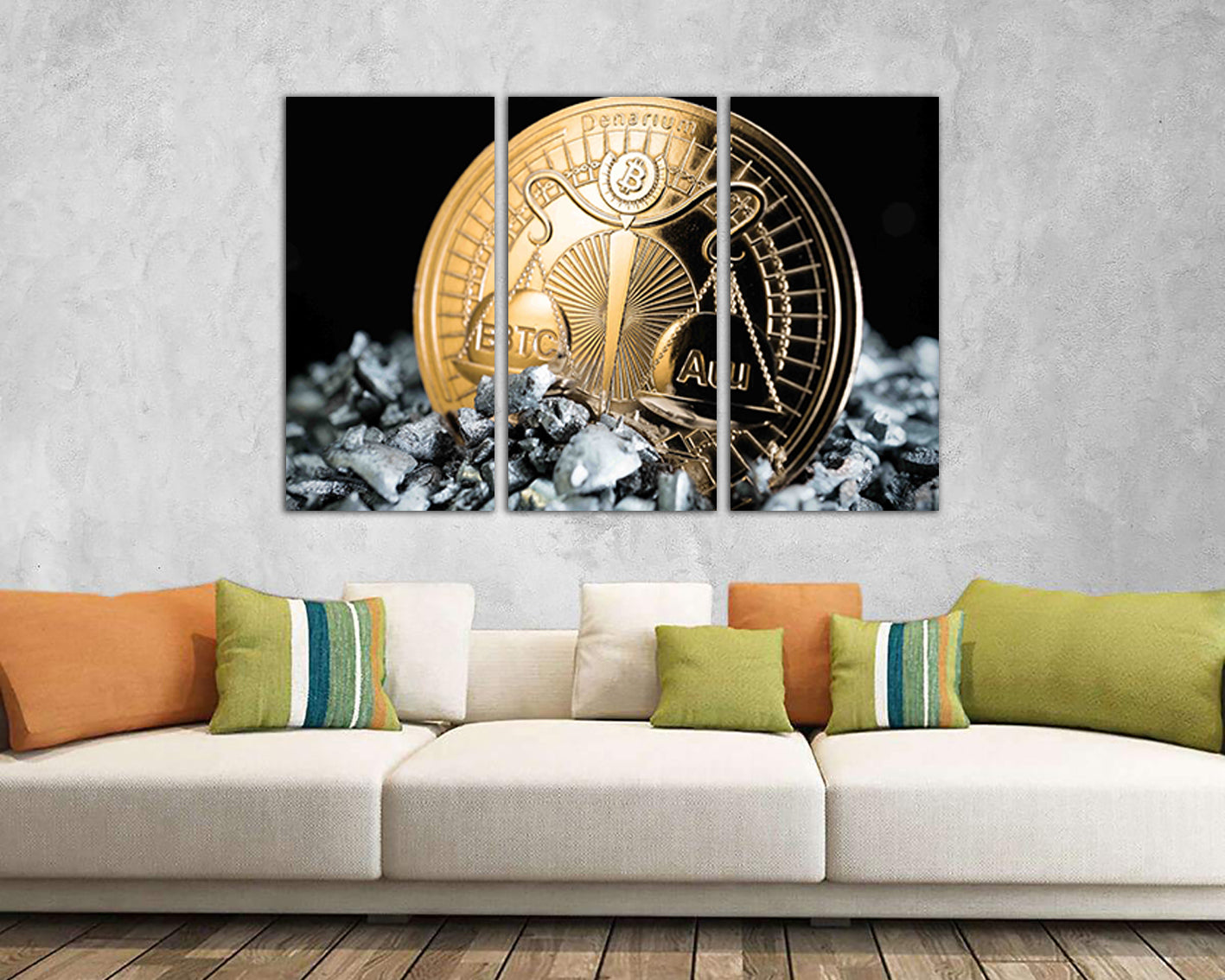 Bitcoin canvas Gold bank Finance wall art Cryptocurrency Trader gift Coin artwork