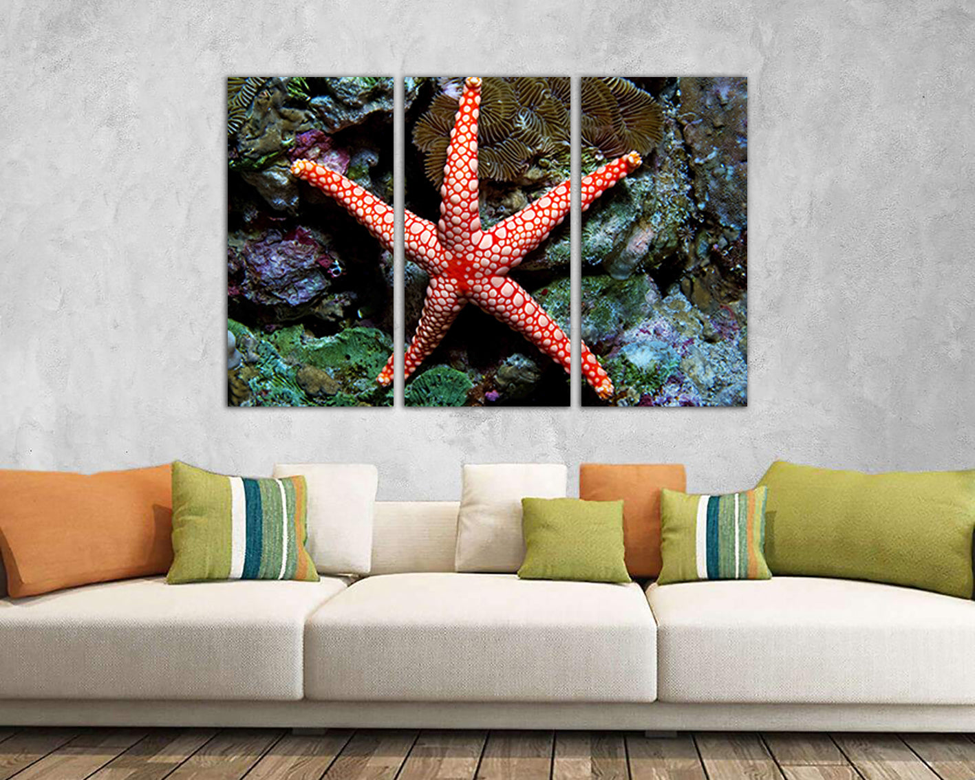Starfish print on canvas Fish decor Nautical wall art Ocean artwork Animals picture
