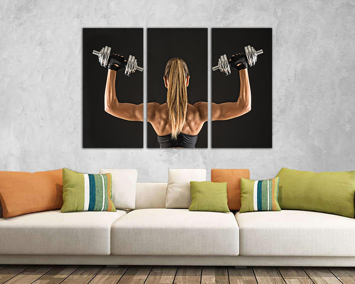 Dumbbell canvas panel Sports training art Gym photo Fitness workout gift