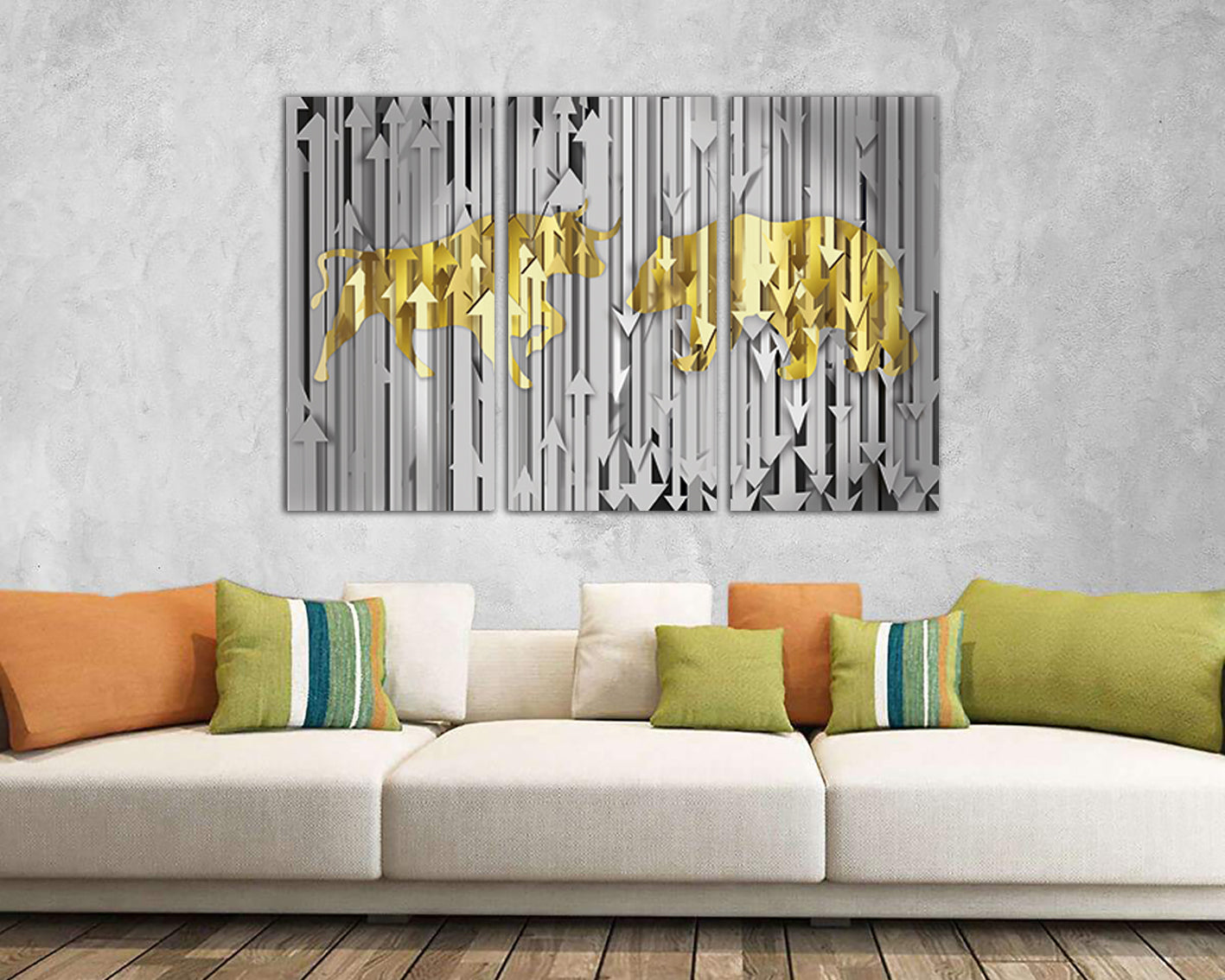 Bull bear Stock market décor Wall street canvas Stock Exchange Charging bull art Business print Trader finance gift