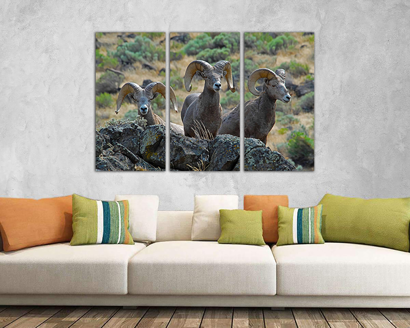 Bighorn sheep Animal decor canvas set Oregon print Mountain goat