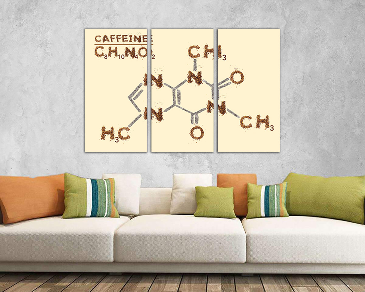 Caffeine Coffee lover Chemical canvas Science decor Barista gift Molecular formula art works
