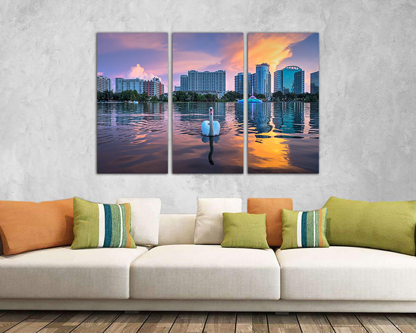 Orlando City Lake Eola park canvas Florida décor Skyscraper wall art travel