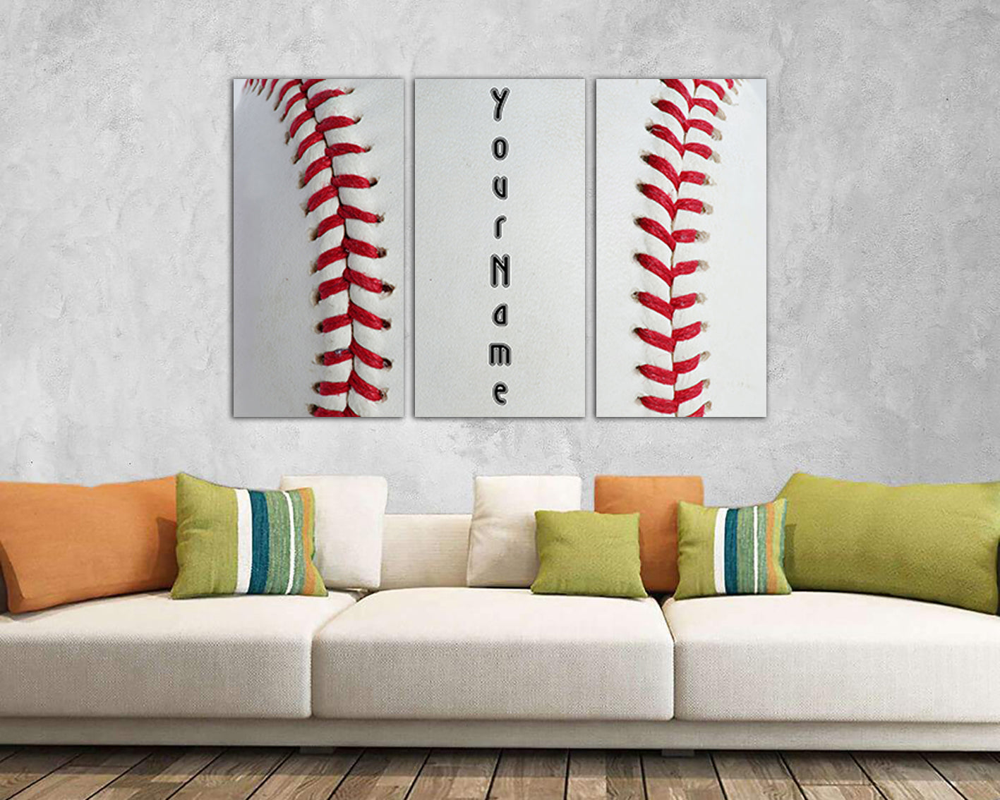 Baseball name sign Boy room canvas Nursery art Ball wall print Sport décor Custom name kids Personalized name