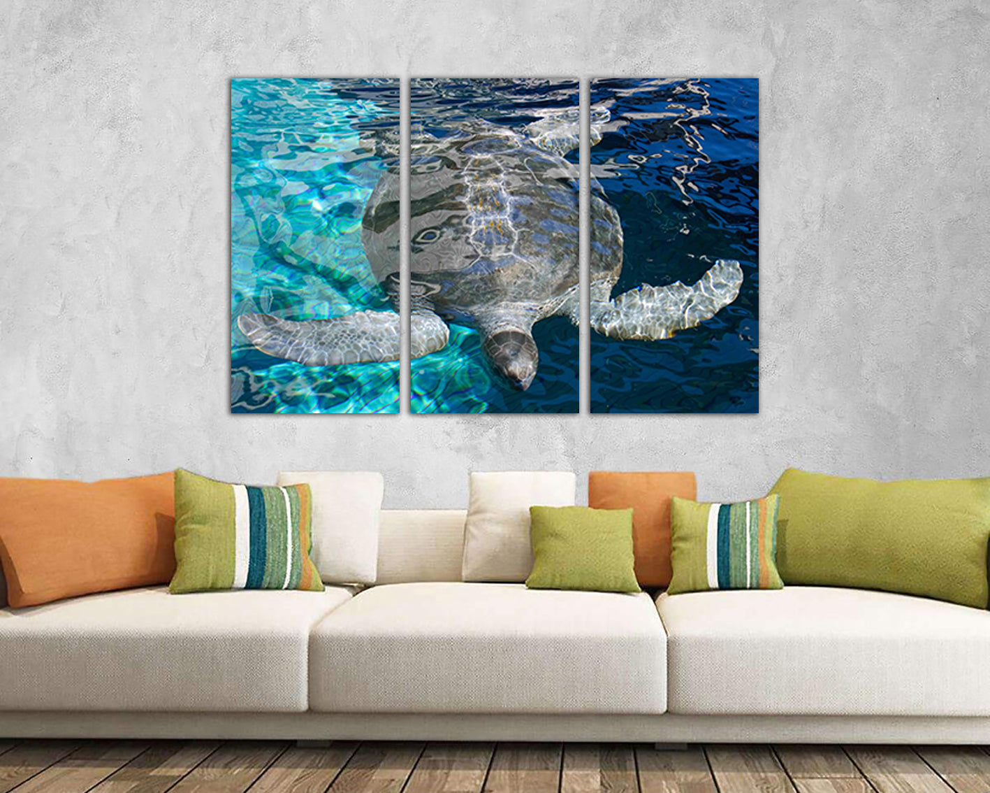 Turtle print Wall art canvas Sea animals decor Ocean life artwork Sea gift