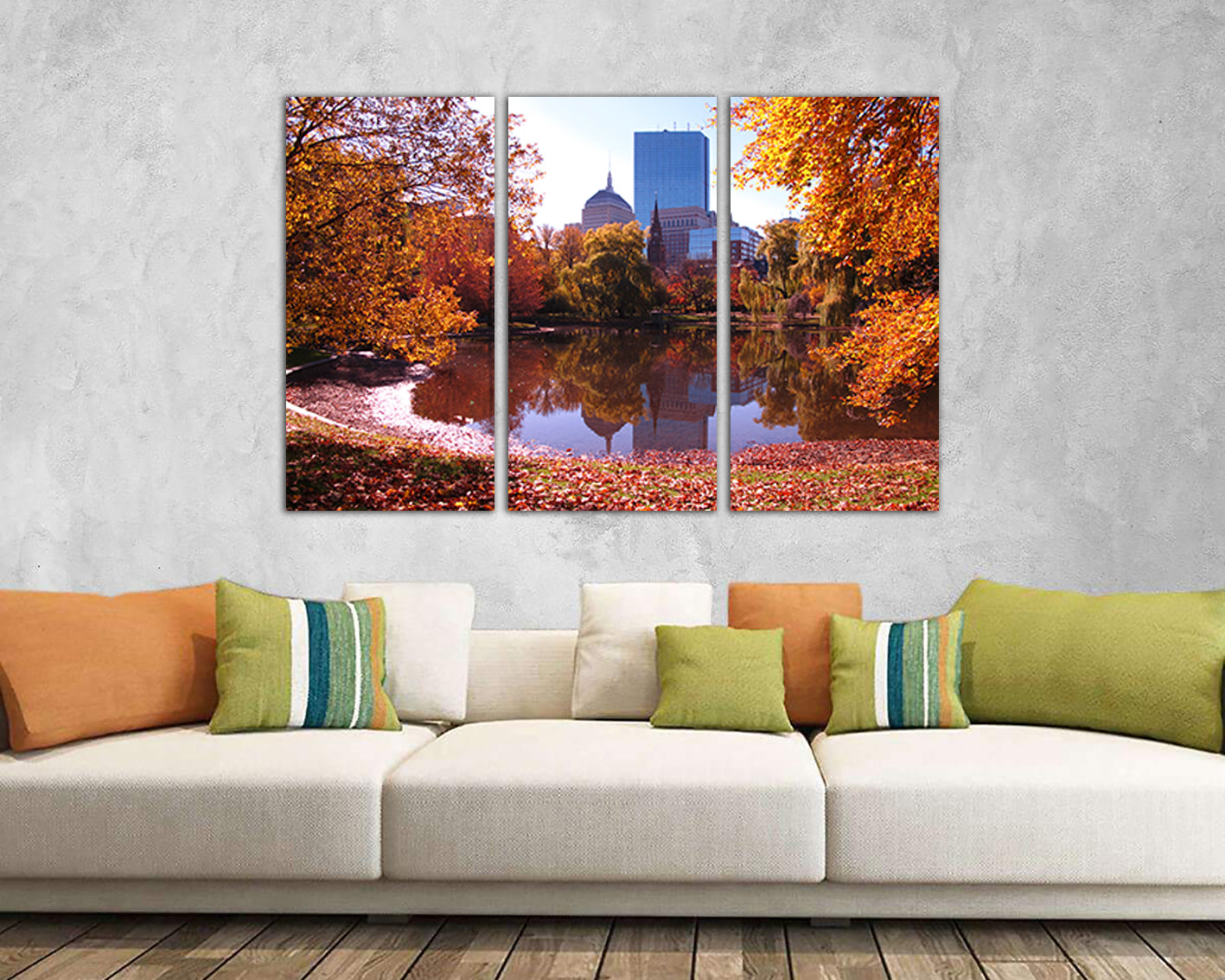 Autumn in city Boston Common Central public park canvas Massachusetts art travel decor