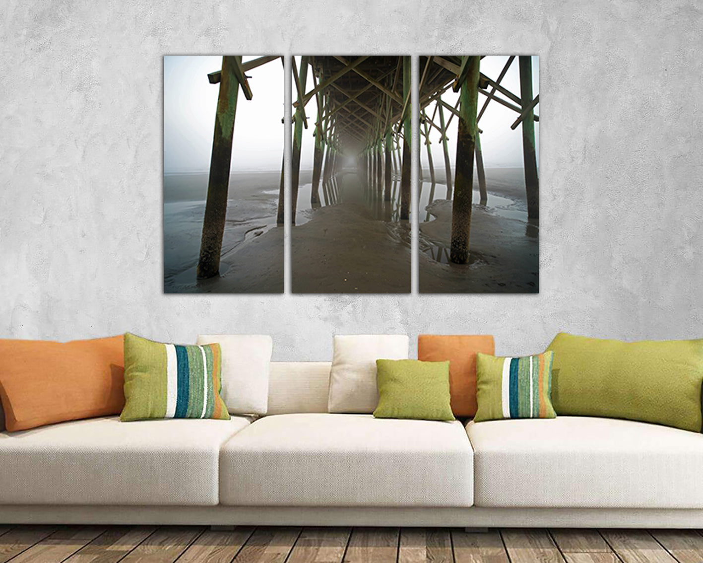 Under the pier Carolina beach canvas Ocean print nature décor Seascape