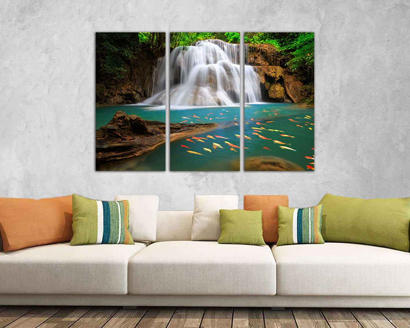 Yosemite fall Wall art canvas National park Waterfall print Lake home decor Fish art Nature picture
