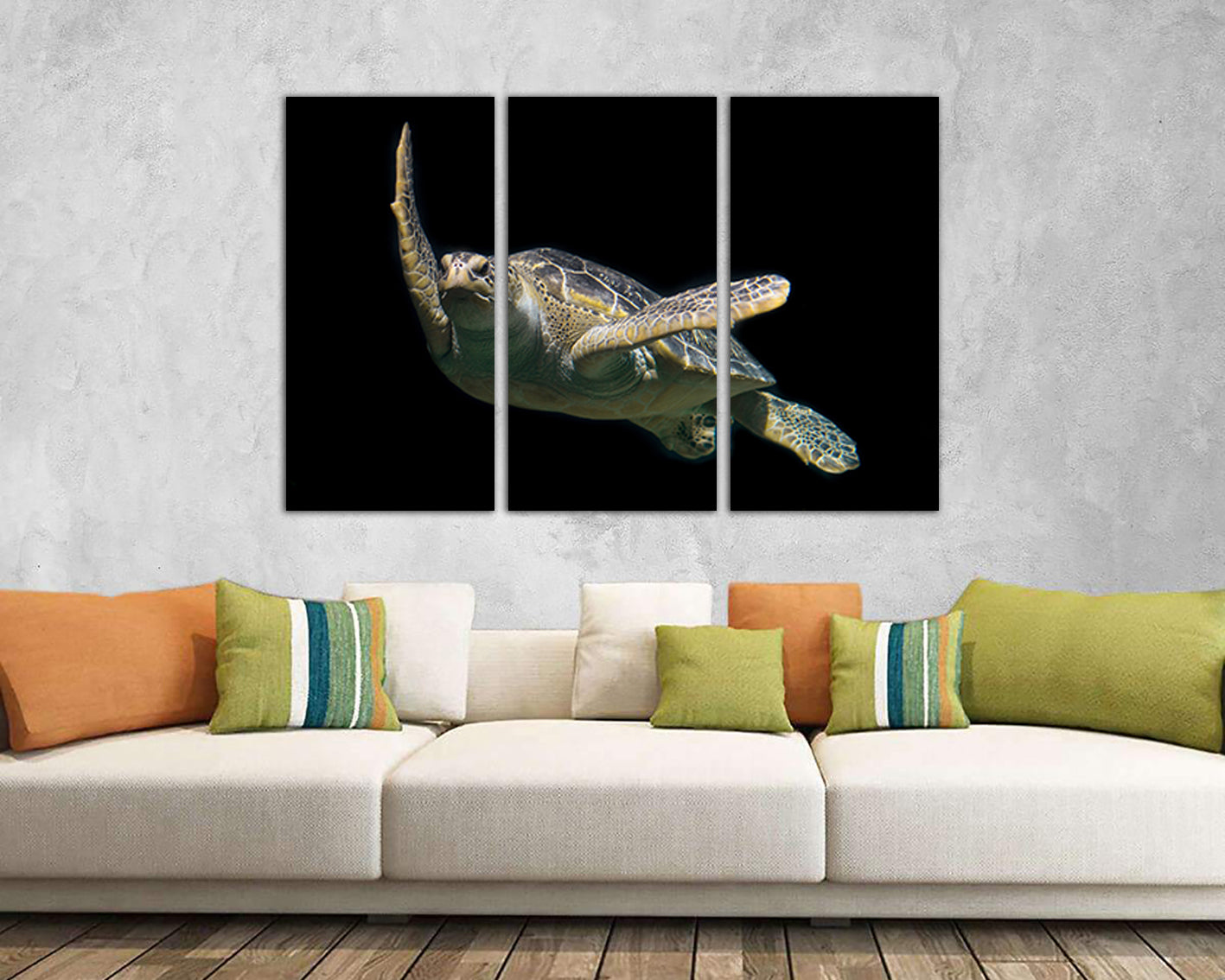 Turtle canvas Animals art Nature wall decor Gift for her Ocean print Coral home artwork
