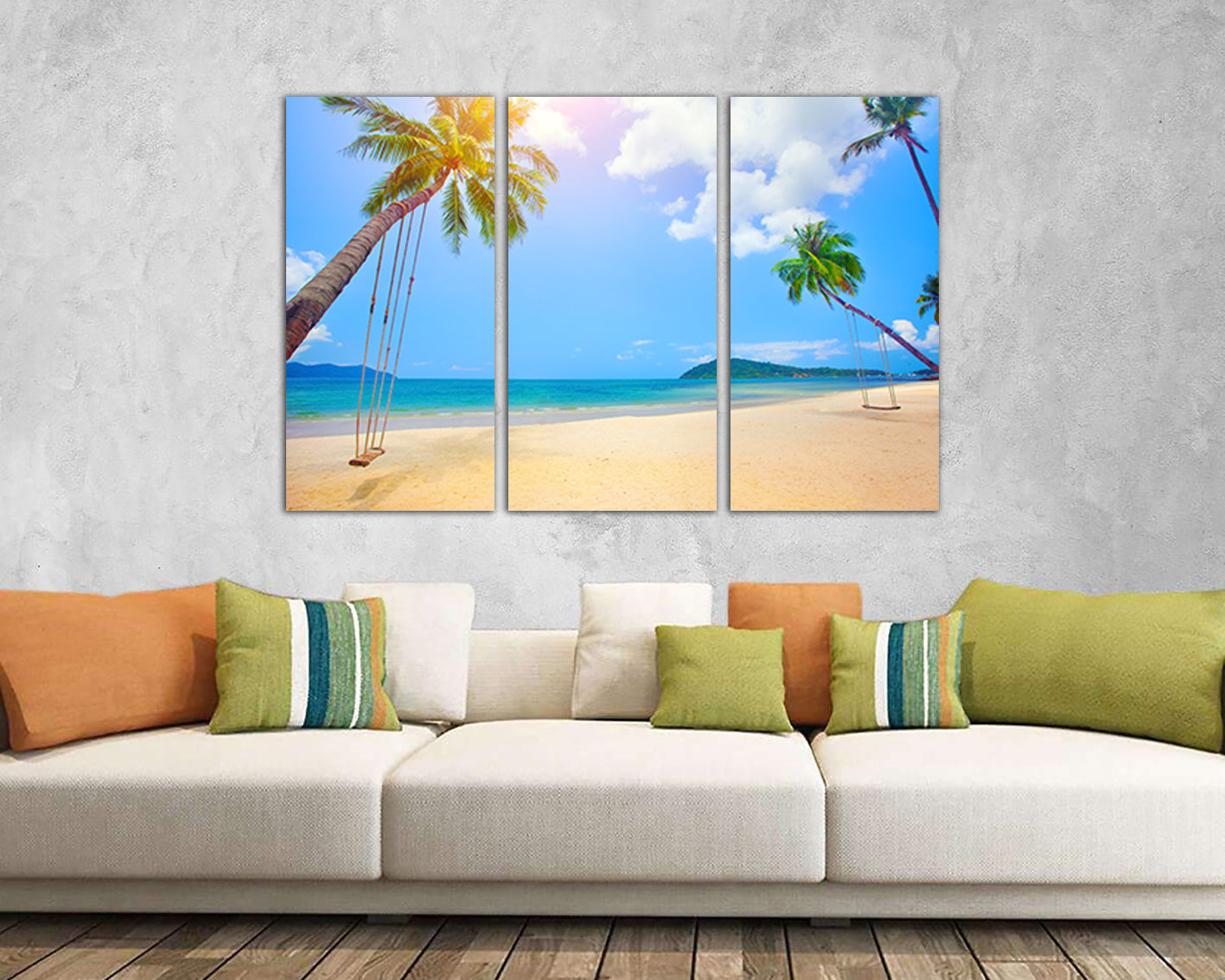 Ocean canvas Beach wall art Palm trees print Nature artwork Travel gift