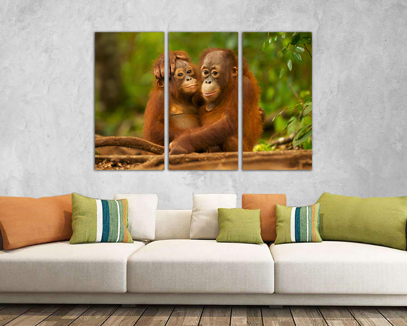 Orangutan print on canvas Monkey wall art Africa animals decor Nursery gift