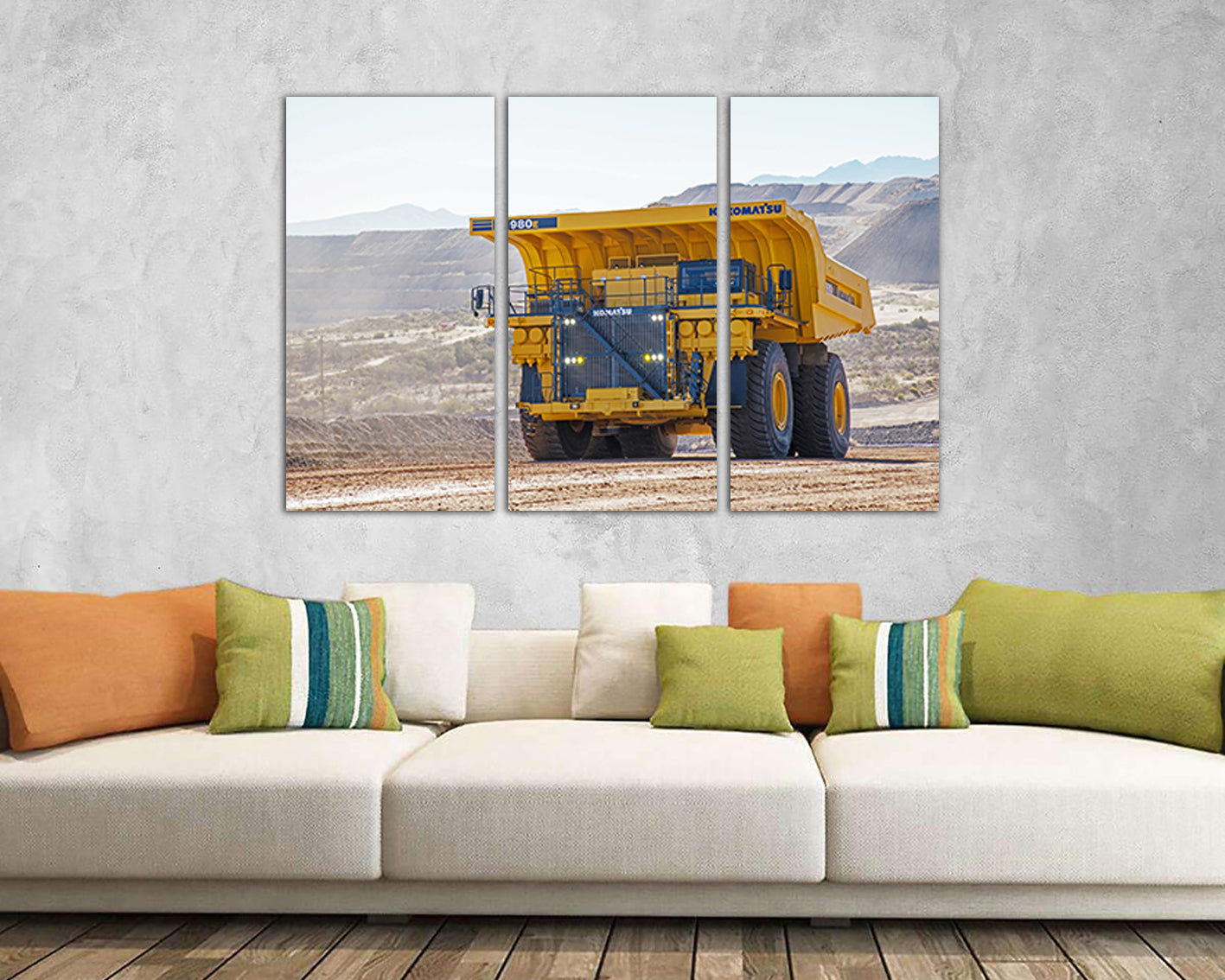Large canvas set Dump truck canvas Mechanism decor Transport vehicles Truck gift