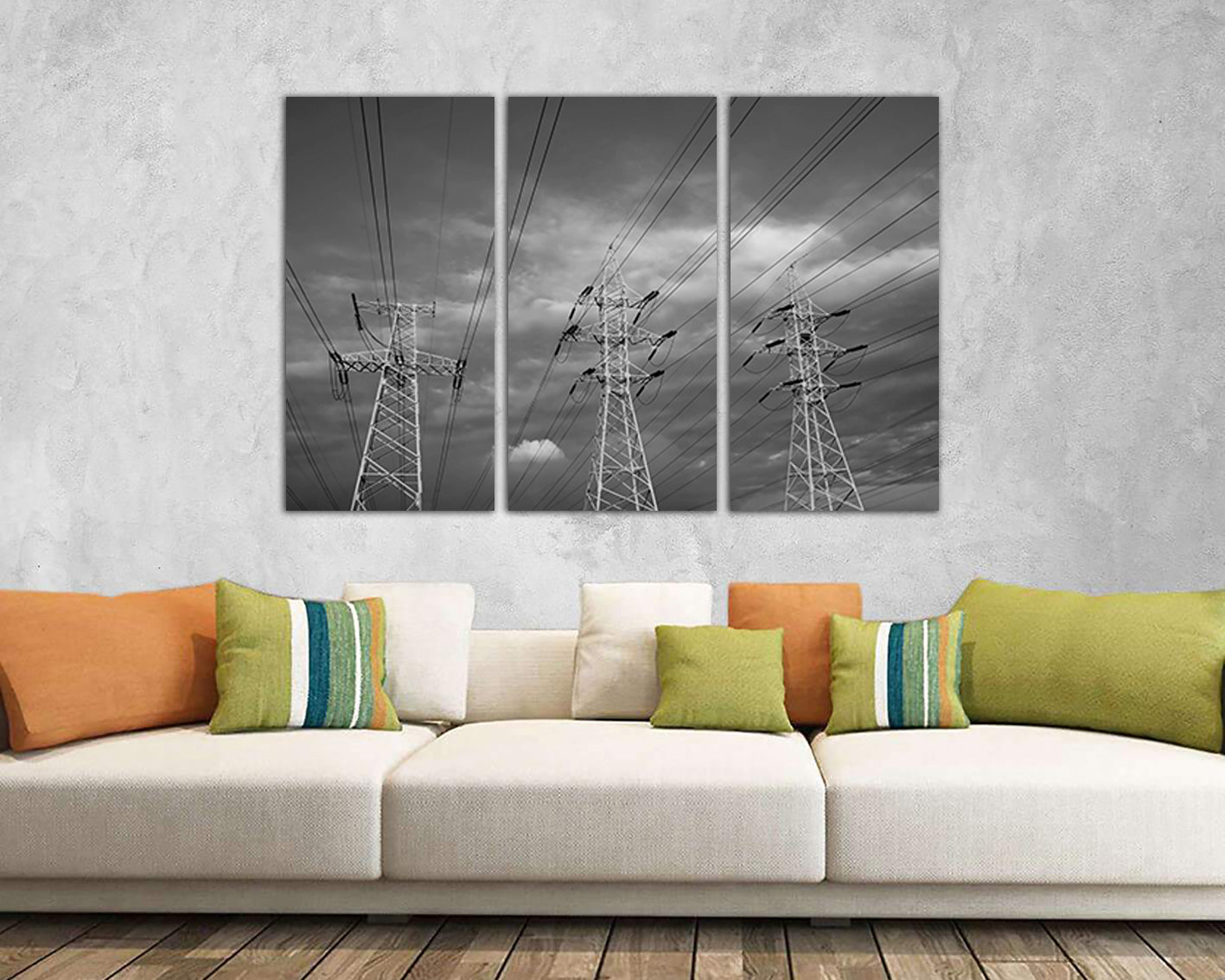 Wall art canvas High voltage print Mechanism industrial Power lines decor Electric cables Lineman Electricity
