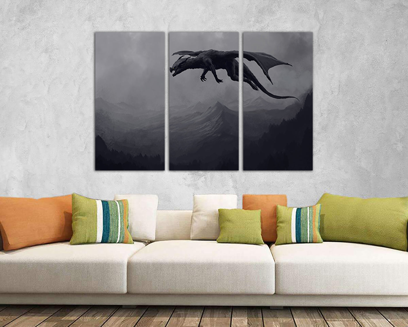 Dragon print on canvas Dragon print Nursery decor Kids wall art Fantasy photo