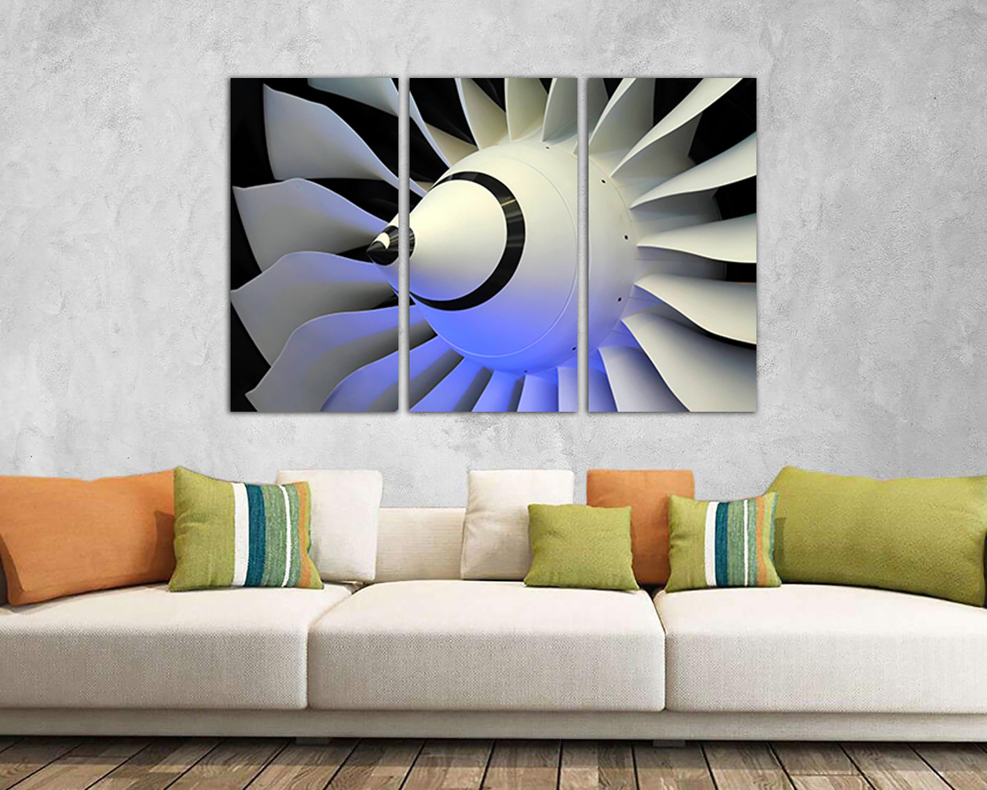 Aircraft turbine canvas mechanism engine Aviation print