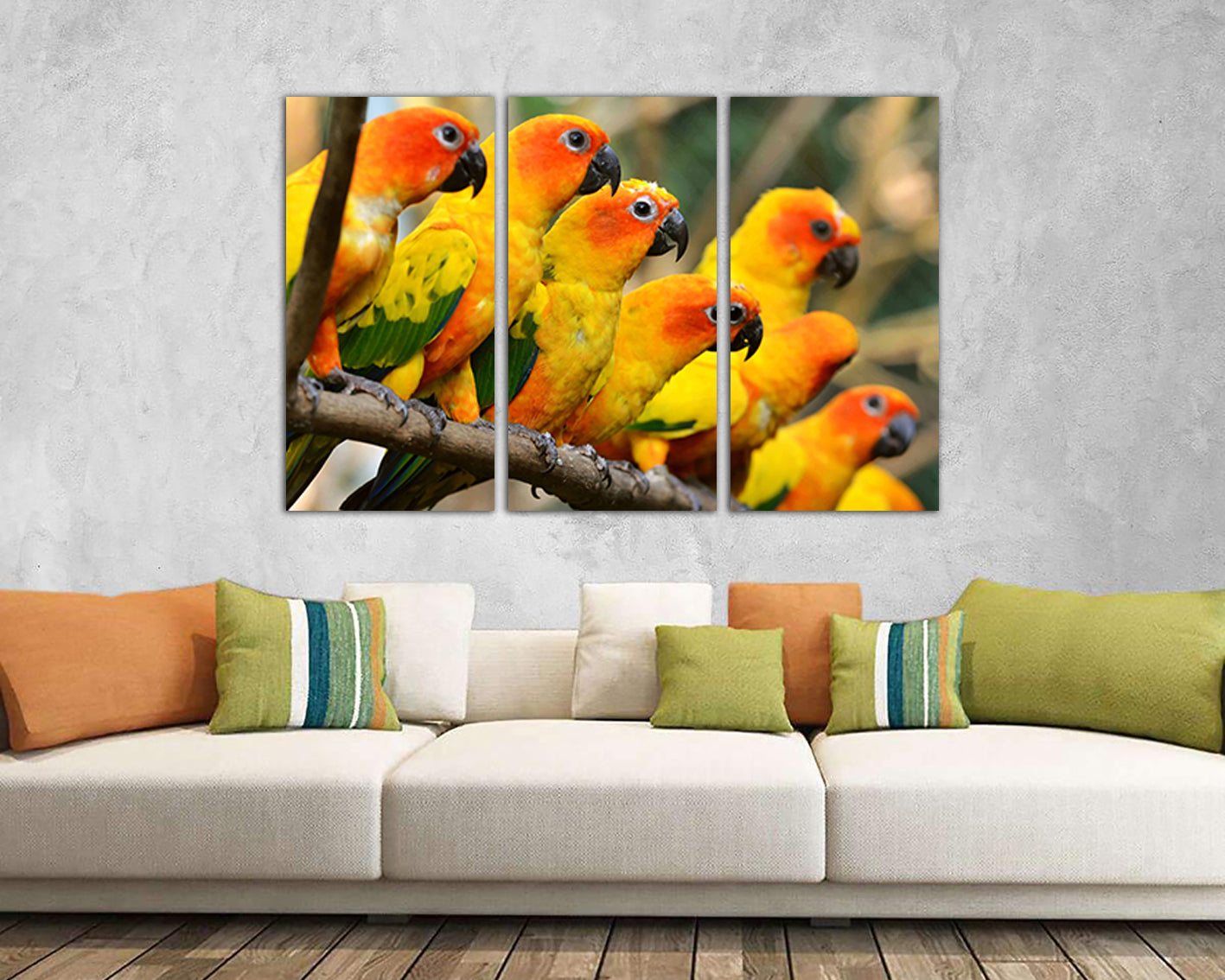 Parrot yellow canvas Cockatoo bird print Tropical animal art