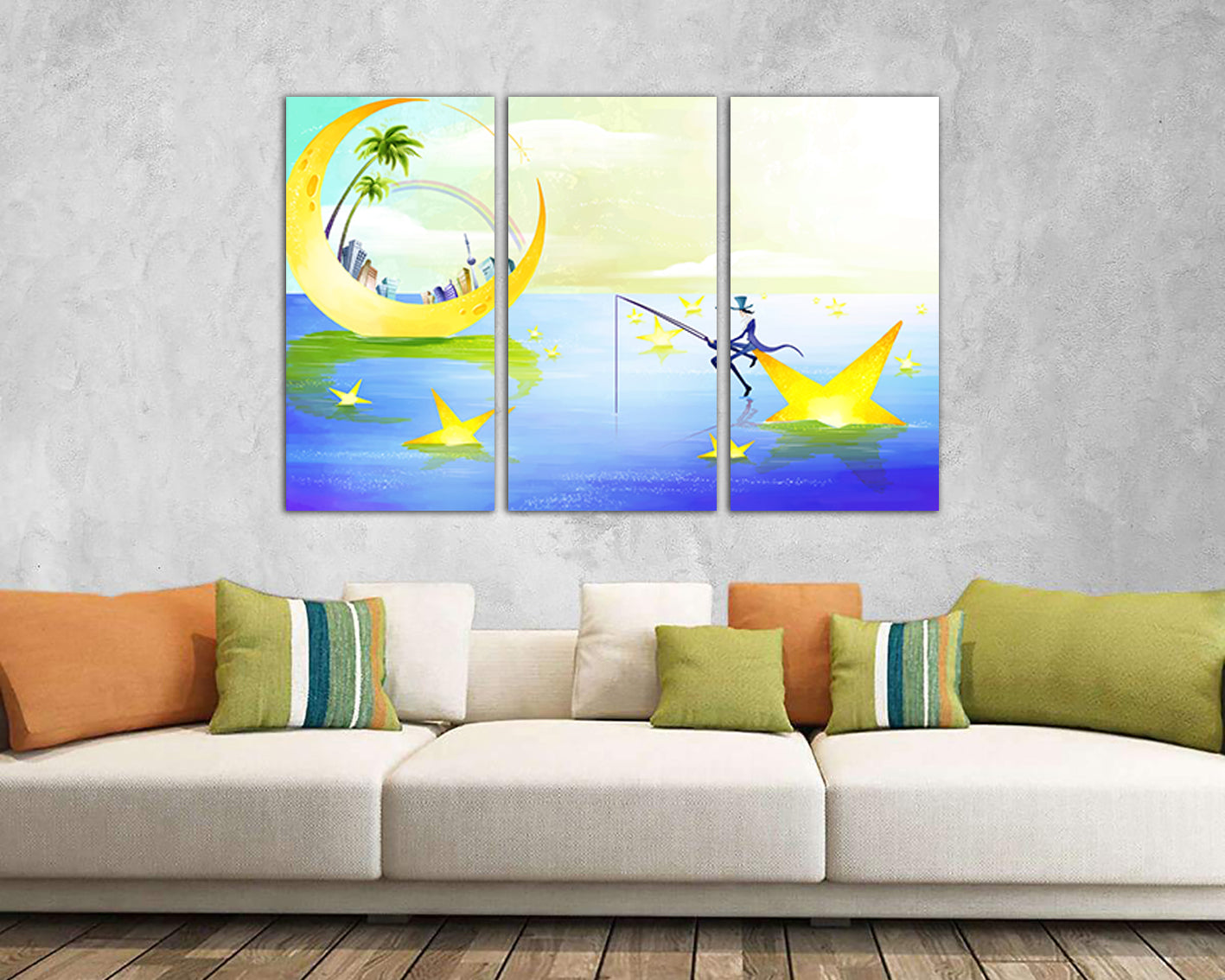 Magician canvas set Star tale print Kids fairy art Nursery decor Girl artwork Baby girl gift